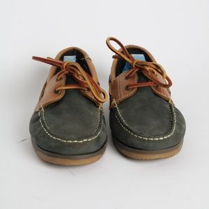 Mens Hush Puppies Navy Blue Tan Deck Shoes Size 7